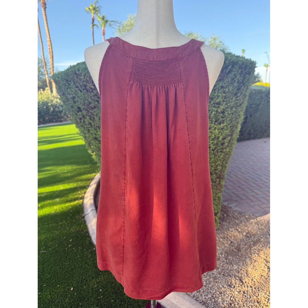 Soft Surroundings 100% Tencel Terracotta Rust Smocked Back Tank Top (Size M) - Picture 4 of 8